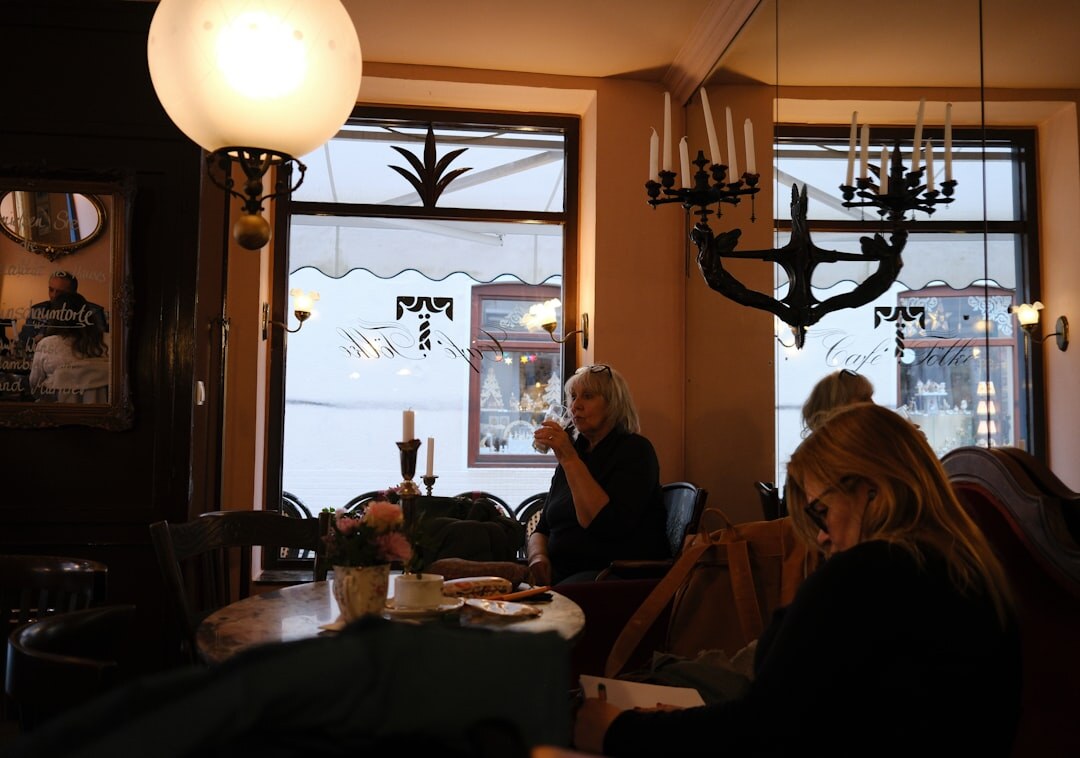 parisian influencer in cozy cafe