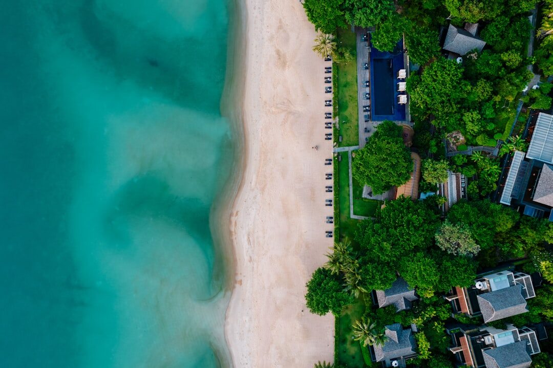 private beach with models
